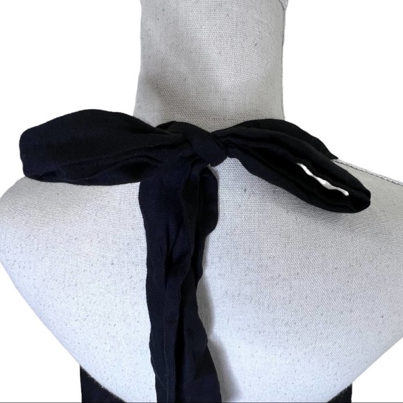 Trina Turk Black Halter Cotton Dress Appliqué Size Medium - Picture 5 of 12